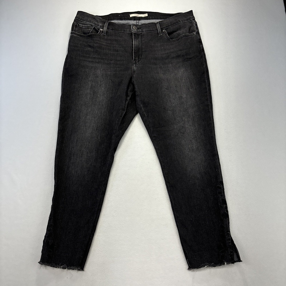Levi's 711 Womens Jeans 18W Black Skinny Mid Rise Stretch Denim 36x26 Farm Chore